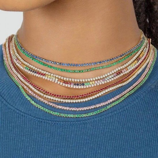 Wholesale Tennis Chain Necklace Jewelry Set With Gold Wholesale Tennis Chain Necklace Jewelry Set With Gold